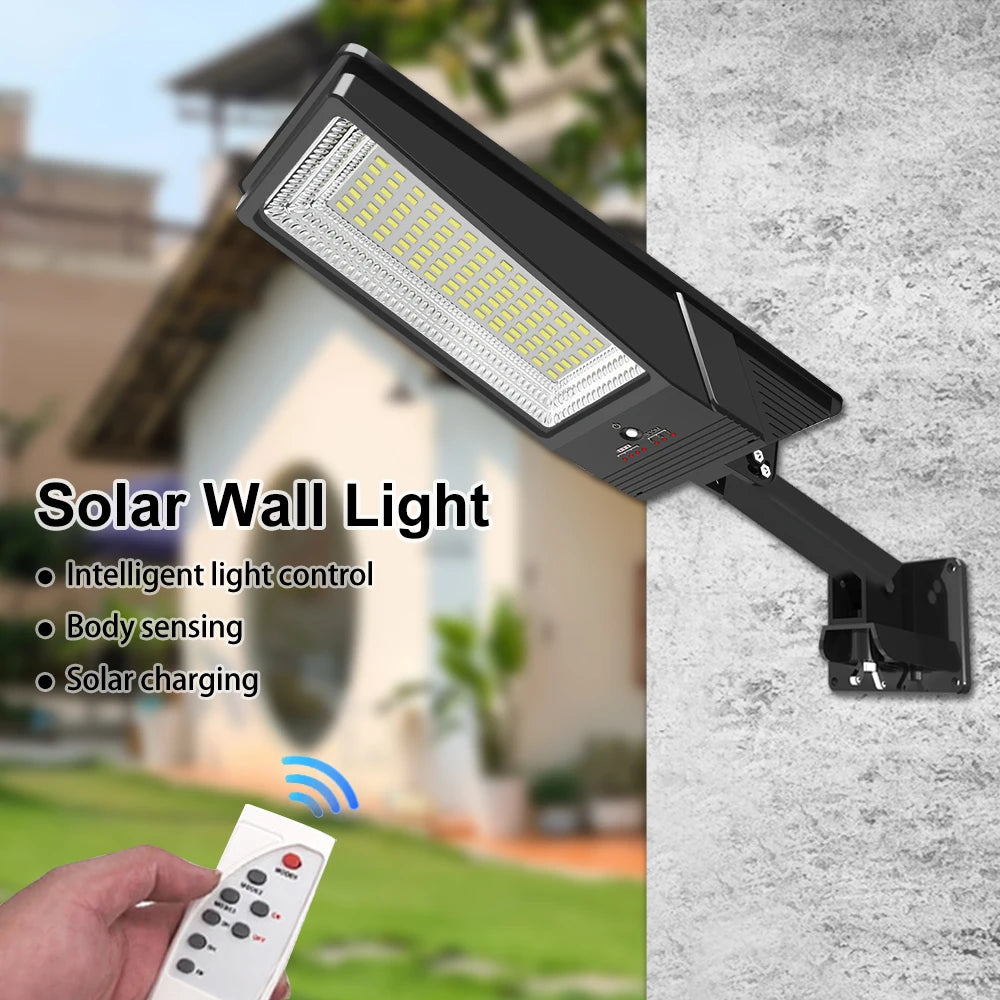 LED Solar Light With Remote 3 Working Mode Solar Street Light Super Bright Outdoor Garden Waterproof Motion Sensor Solar Lamp