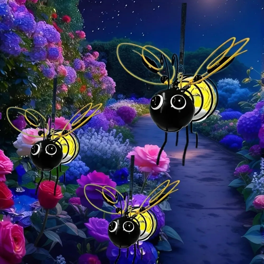 Solar Bees Lights Outdoor 2025 , Christmas, Yard, Patio, Porch (yellow-2pcs)