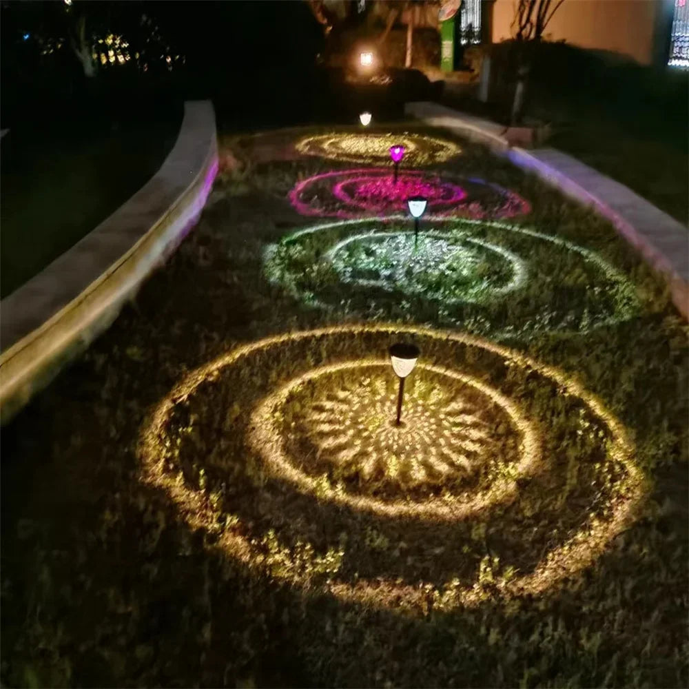 1-4Pack Solar Pathway Lights Outdoor Waterproof Round Circel Pattern On The Ground Light The Way for Yard Garden Path Walkway