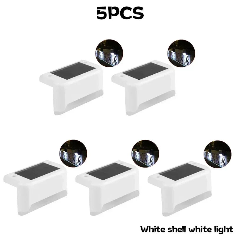 Solar Powered Step Lights Outdoor Fence Lights Waterproof Staircase Step Lights Courtyard Railings Balcony Decorative Wall Light