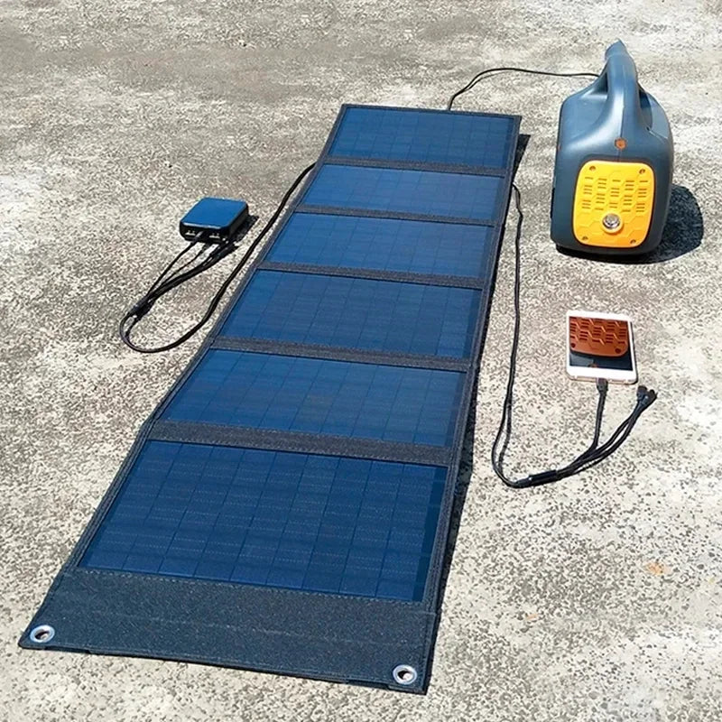 120W Solar Panel Folding Bag USB+DC Output Solar Charger Portable Foldable Solar Charging Device Outdoor Portable Power Supply