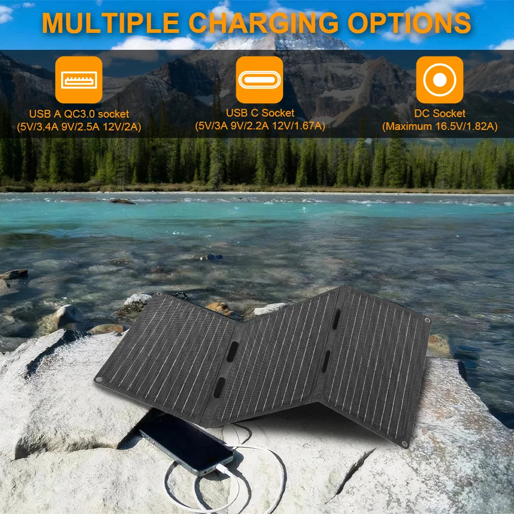 45W Foldable Solar Panel Portable Solar Panel Waterproof Outdoor Portable Folding Solar Panel Charger for Outdoor Camping Hiking