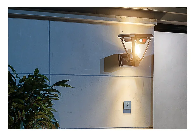 Solar Motion Sensor Light Outdoor LED Waterproof Lawn Street Garden Villa Porch Wall Mounted and Plug-in Dual-Purpose Camping