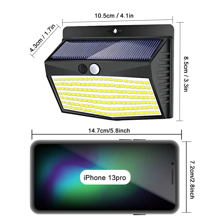138 LED Solar Light Outdoor 4PCS Solar Wall Lamp Human Body Sensor 3 Mode Waterproof Garden Decor Street Lights Sunlight Powered