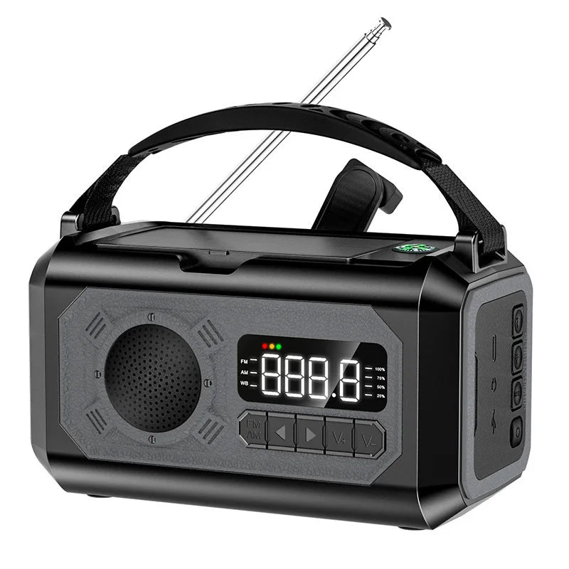 Solar Hand Crank 12000mAh Multifunction Emergency Weather Radio Reading Lamp Power Bank SOS Alarm Radio Receiver
