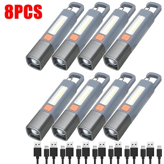 1-10PCS Super Bright COB Side Lights LED XPE Mini Portable Torch Zoomable Waterproof Outdoor Fishing Hunting Camping Flashlight