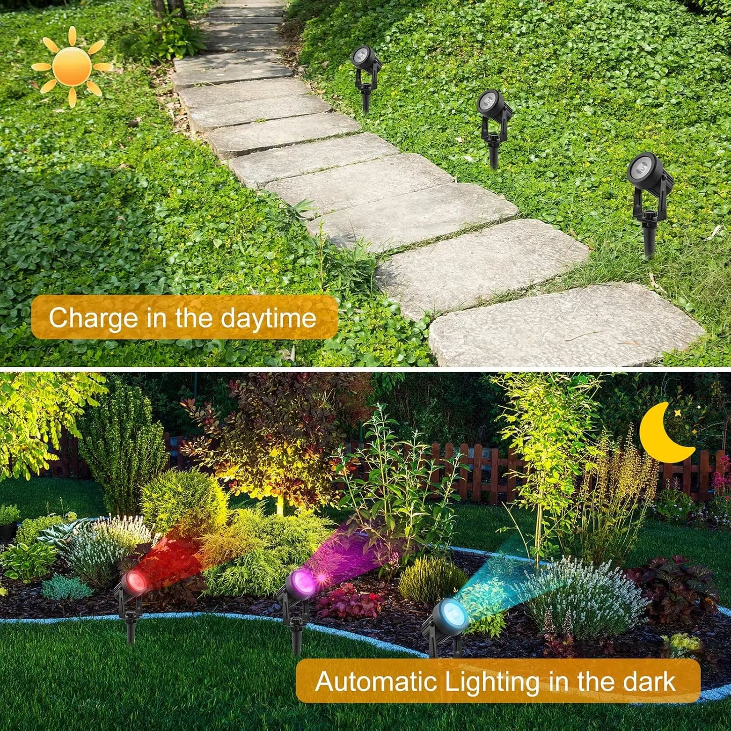 1/2/4/6 LEDS RGB Solar Spotlight IP65 Waterproof Color Changing Outdoor Garden Light For Landscape Tree Solar Street Wall Lamp