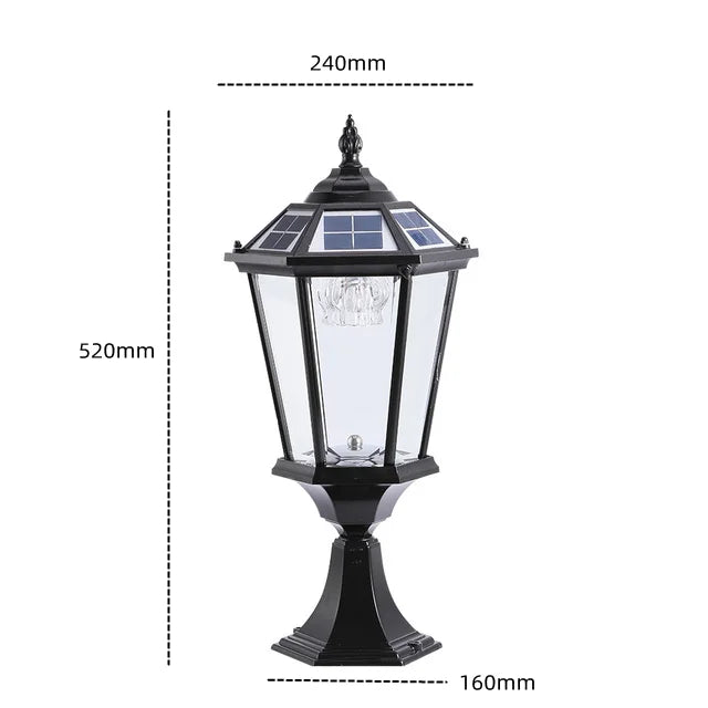 Villa Retro Column Lamps Solar Panel Spotlights LED Light Outdoor Pillar Solar Post Lamp For Patio Garden Decor IP55 Waterproof