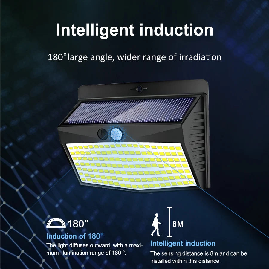 138 LED Solar Light Outdoor 4PCS Solar Wall Lamp Human Body Sensor 3 Mode Waterproof Garden Decor Street Lights Sunlight Powered