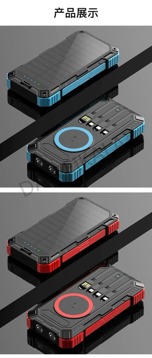 Solar panels Power bank Wireless charging solar phone charger 68000mAh with outdoor lighting Phone Charger 15W Wireless charging