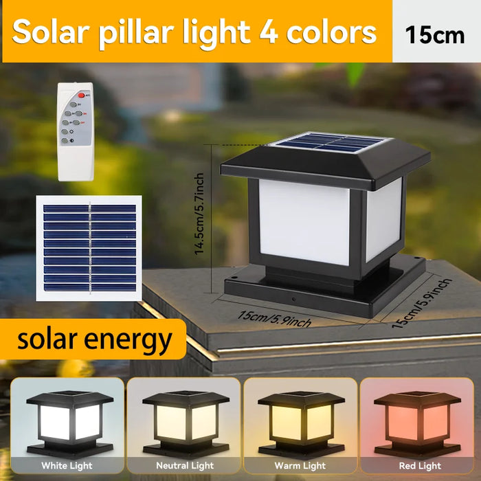 LED Solar Light Pillar  waterproof Solar Lantern Lights Outdoor Remote Control For Garden Decoration Fence Pathway Decor Lamp
