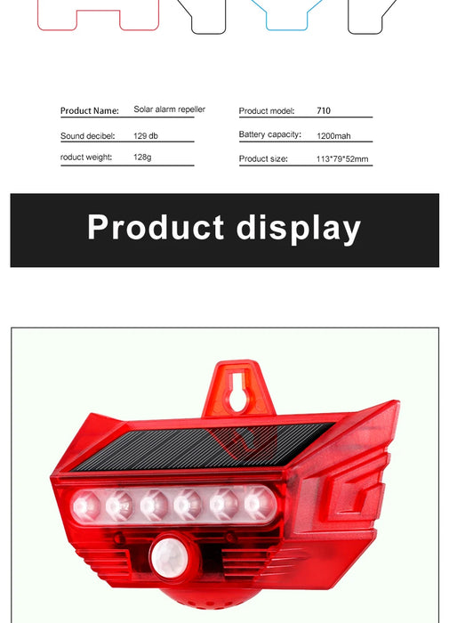 Sound And Light Alarm Solar Wireless Infrared Sensor Home Anti-theft Sound And Light Alarm For Farm Gardens Factory Warehouse