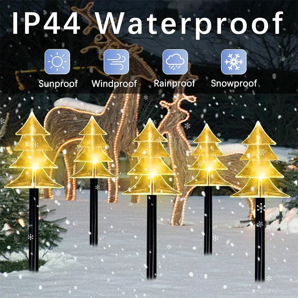 Solar Christmas Pathway Lights 5 Pack Solar Christmas Decor Star LED Lights Outdoor Waterproof Stake Lights Garden Walkway 731