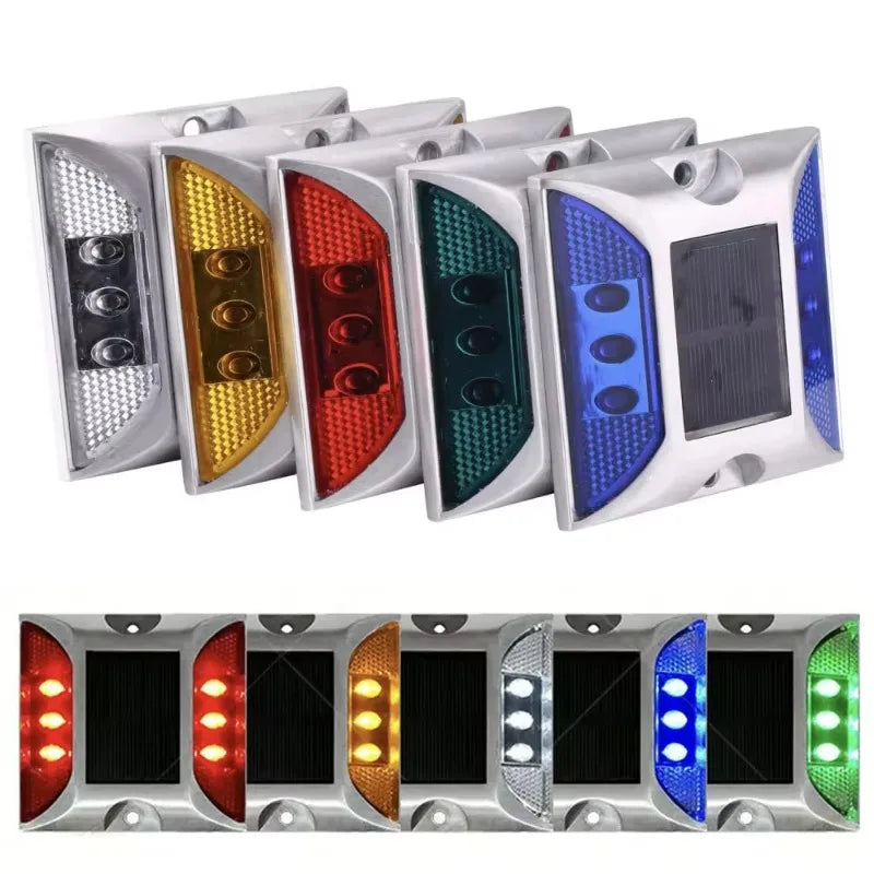 Solar Raised Pavement Marker High Brightness IP68 Waterproof Reflective Road Marker Solar Driveway Dock Light Sidewalk Stair