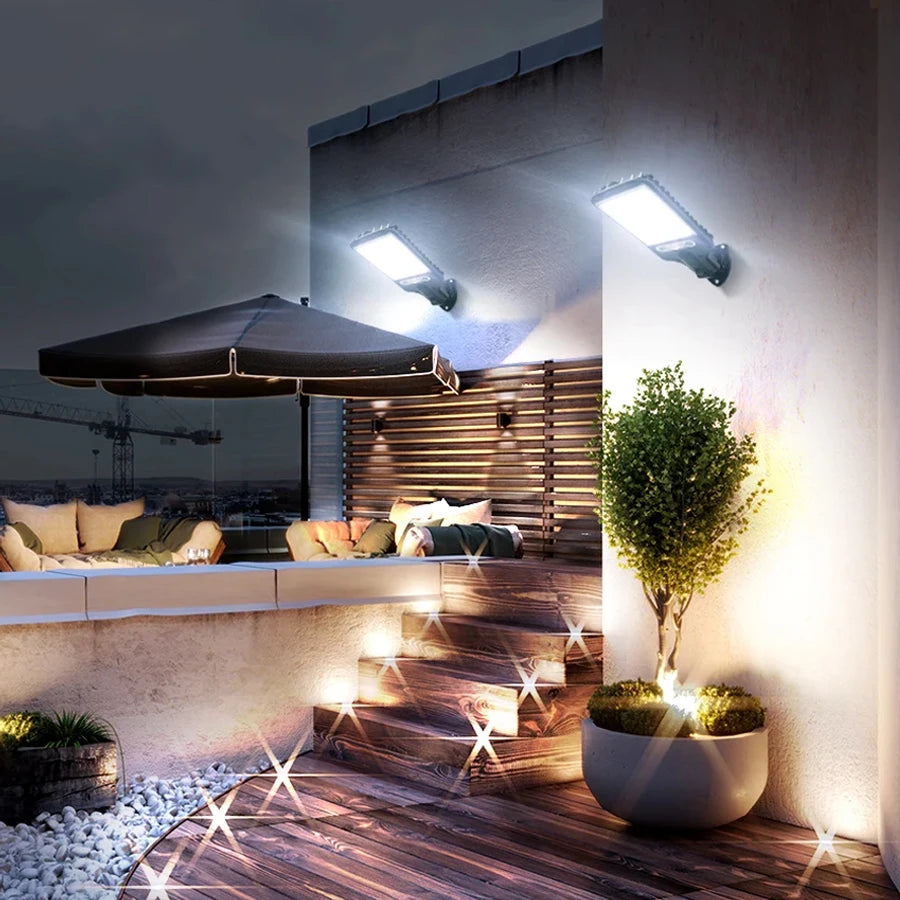 Solar Street Light Outdoor Waterproof Solar Spotlight 72COB 3 Light Modes PIR Motion Sensor Security Lamp for Path Yard Garden
