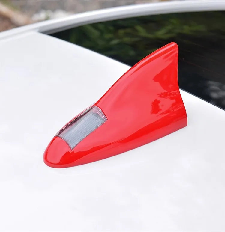 Solar anti rear end collision flashing light LED warning light Car shark fin antenna modified General Motors decorative light