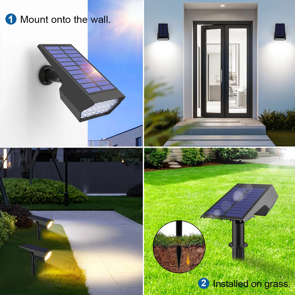 Solar Outdoor Pathway Light,Auto on at Night/Auto off at Sunrise,Yard Street Garden Energy Saving Waterproof Wall Nightlamp