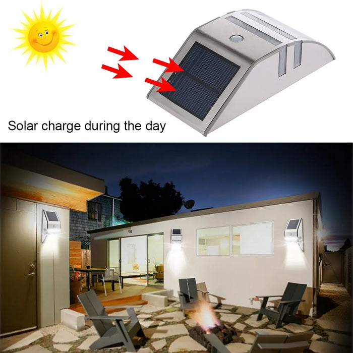 Solar Wall Lights Waterproof Motion Sensor Auto On/Off LED Wireless Outdoor Security Light Wall Lamp for Garden Garage Walkway