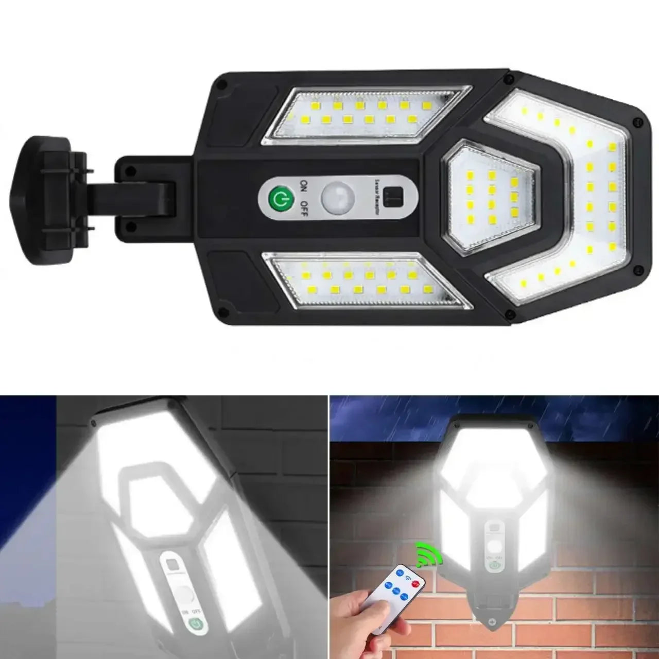 LED Solar Street Light Outdoor Waterproof Motion Sensor Remote Control Lights 3 Mode Courtyard Porch Decorative Wall Lamp