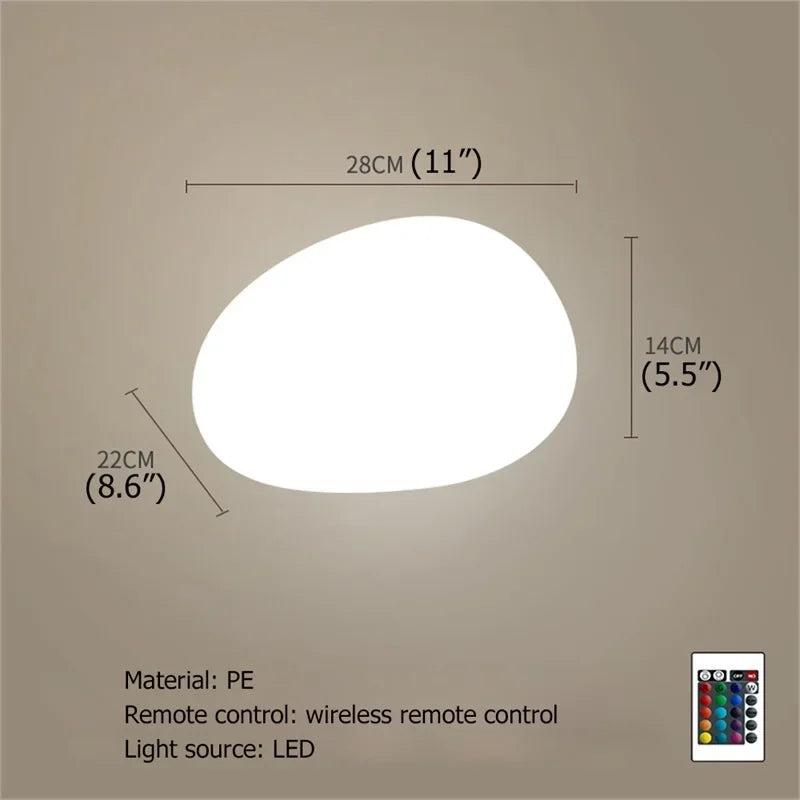 Solar Garden Lights Led Modern Creative White Stones Shape Waterproof IP65 with Remote Control Decor Home Courtyard Lawn Lamp