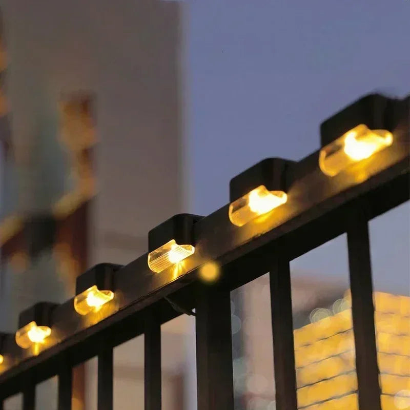 4 Pack Solar Wall Lights for Deck Step Railing Patio Stair Yard Garden Decoration Solar LED Light Outdoor Holiday Lighting