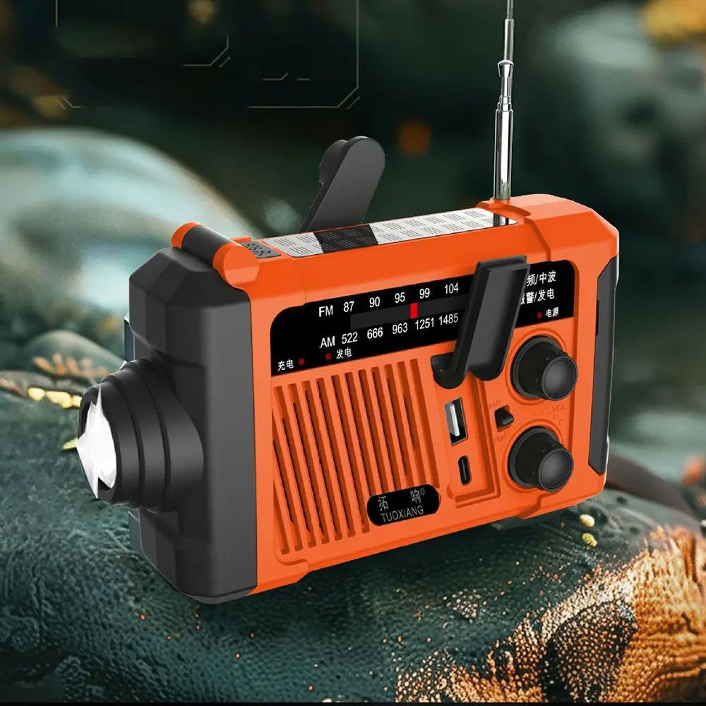 With Flashlight Solar Power Emergency Radio SOS Alarm Reading Light Hand Crank Radio Multifunctional Power Bank AM/FM Radio