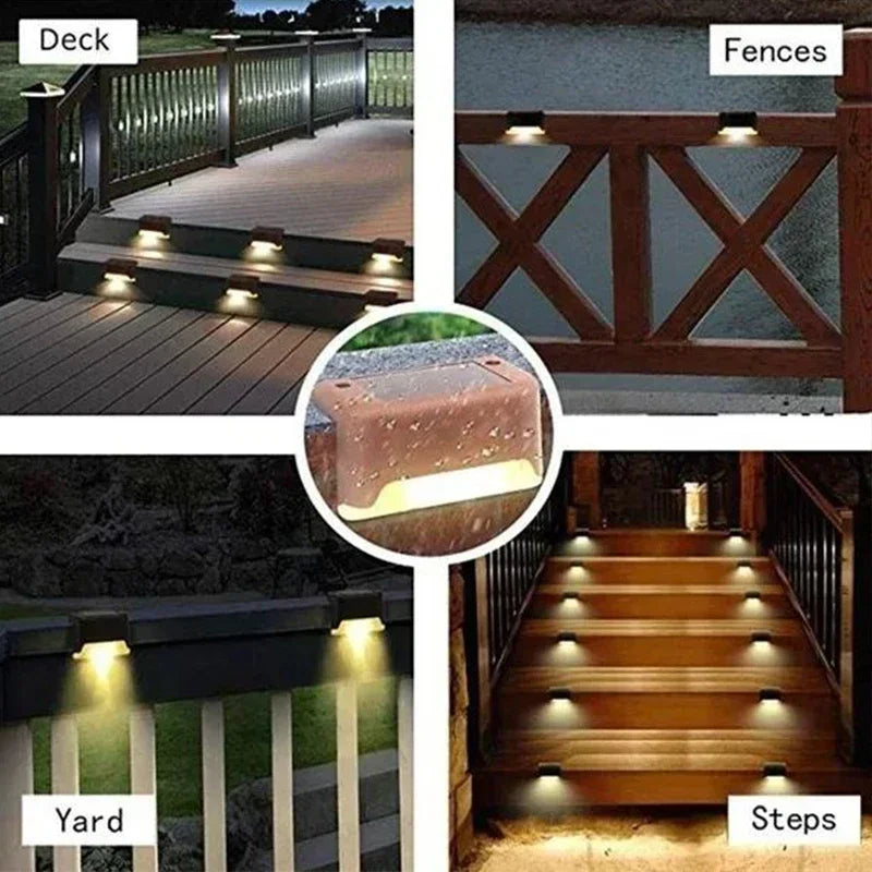 1/4/8/12Pcs Solar Deck Lights Outdoor Waterproof LED Fence Lights Step Garden Decorate Lamp for Patio Stairs Railing Pathway