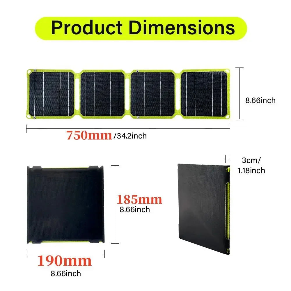 Outdoor 100W Portable Solar Panel 5V 9V 12V Foldable Solar Cell Phone Charger PD+USB For Camping Travel Fishing Power Station