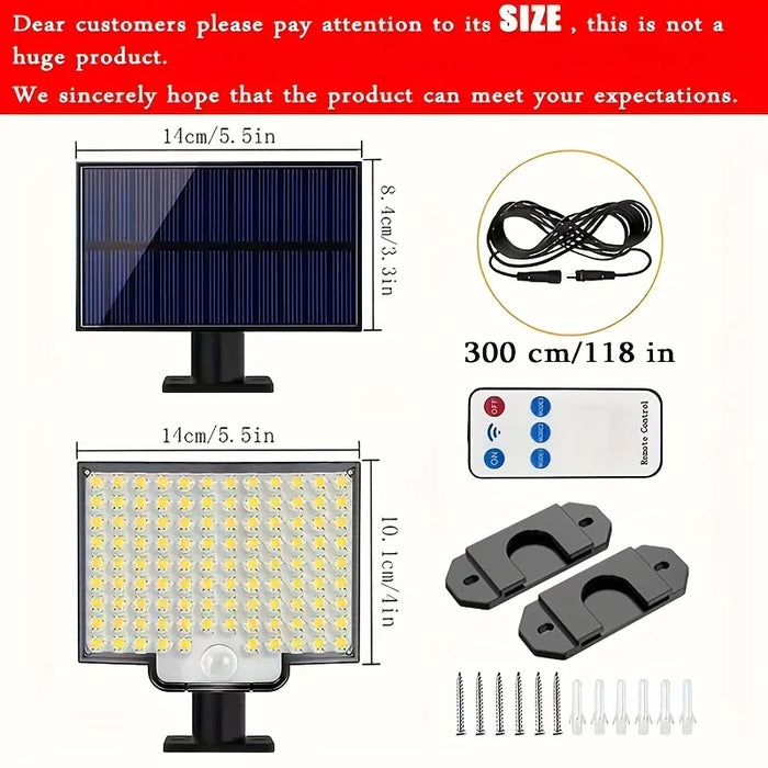 Solar Lights Outdoor 106 LEDS 3000LM Solar Powered Motion Sensor Flood Light With Remote Waterproof Led Solar Security Wall Lamp