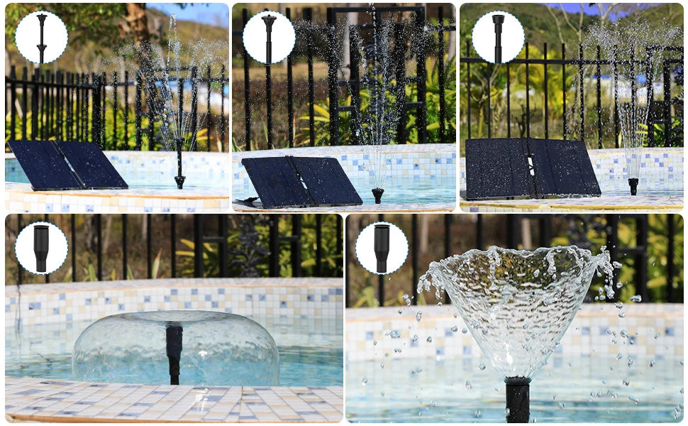 20W Solar Water Pump Foldable Silicone Panels for Garden, Bird Baths, Ponds,Fish Tanks Outdoor Water Feature System with Nozzles
