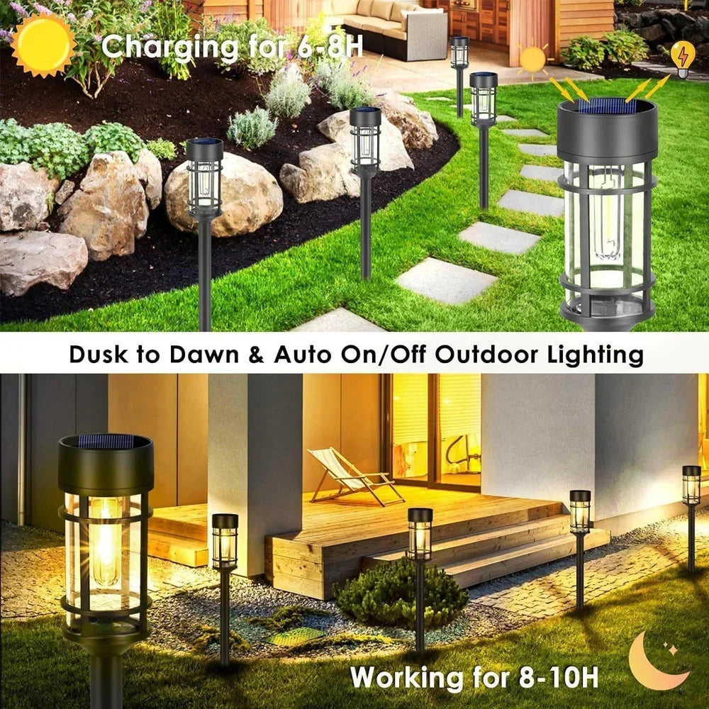 1pcs Solar Pathway Lights LED Solar Light Outdoor Waterproof Glass Solar Garden Light Landscape Lighting for Yard Lawn Walkway