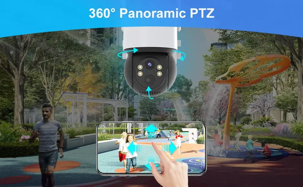 Solar Camera WiFi Outdoor 4MP HD Wireless Security CCTV Waterproof Night Vision Pan/Tilt Surveillance Camera with Solar Panel