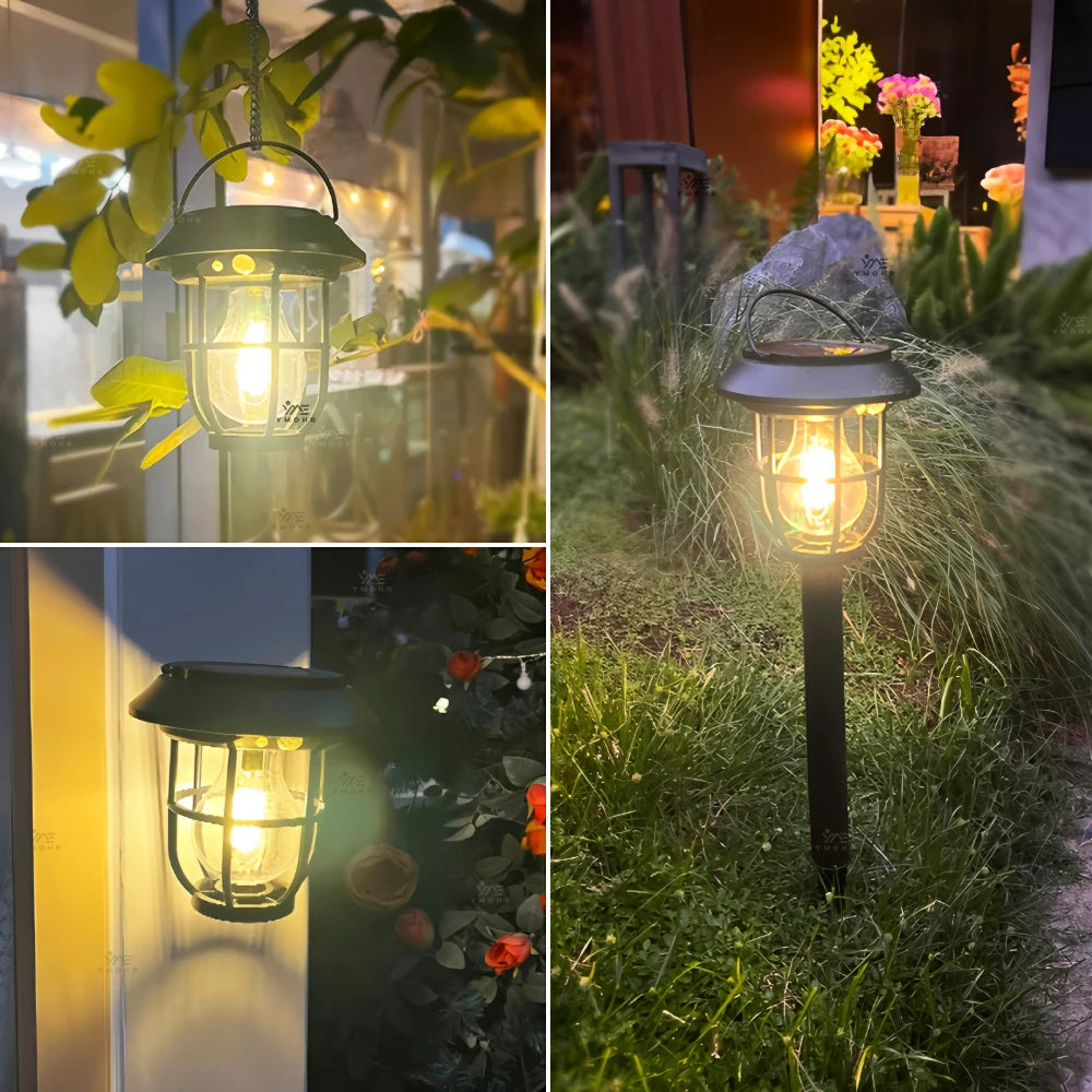 1200LM Warm Solar Camping Lights Lawn Lights Wall Lamps Solar Outdoor Lights Courtyard Garden Decoration Night Light Mood lights