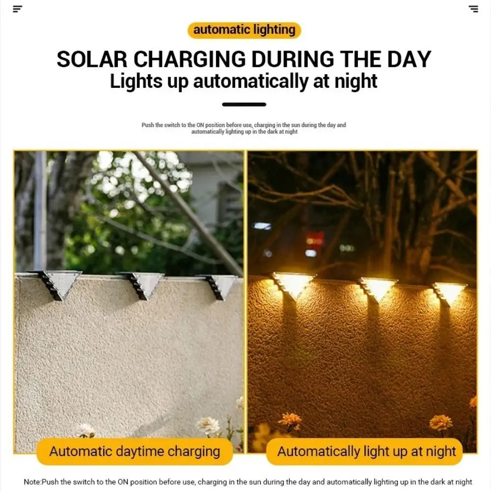 Automatic Operation Solar Powered Outdoor Solar Step Lights Triangle White/Warm Light Stair Lamp LED Waterproof Deck Lights Path