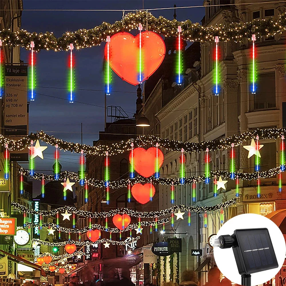 30/50cm Solar LED Meteor Shower Light Holiday String Light Waterproof Fairy Garden Decor Outdoor Led Street Garland Christmas