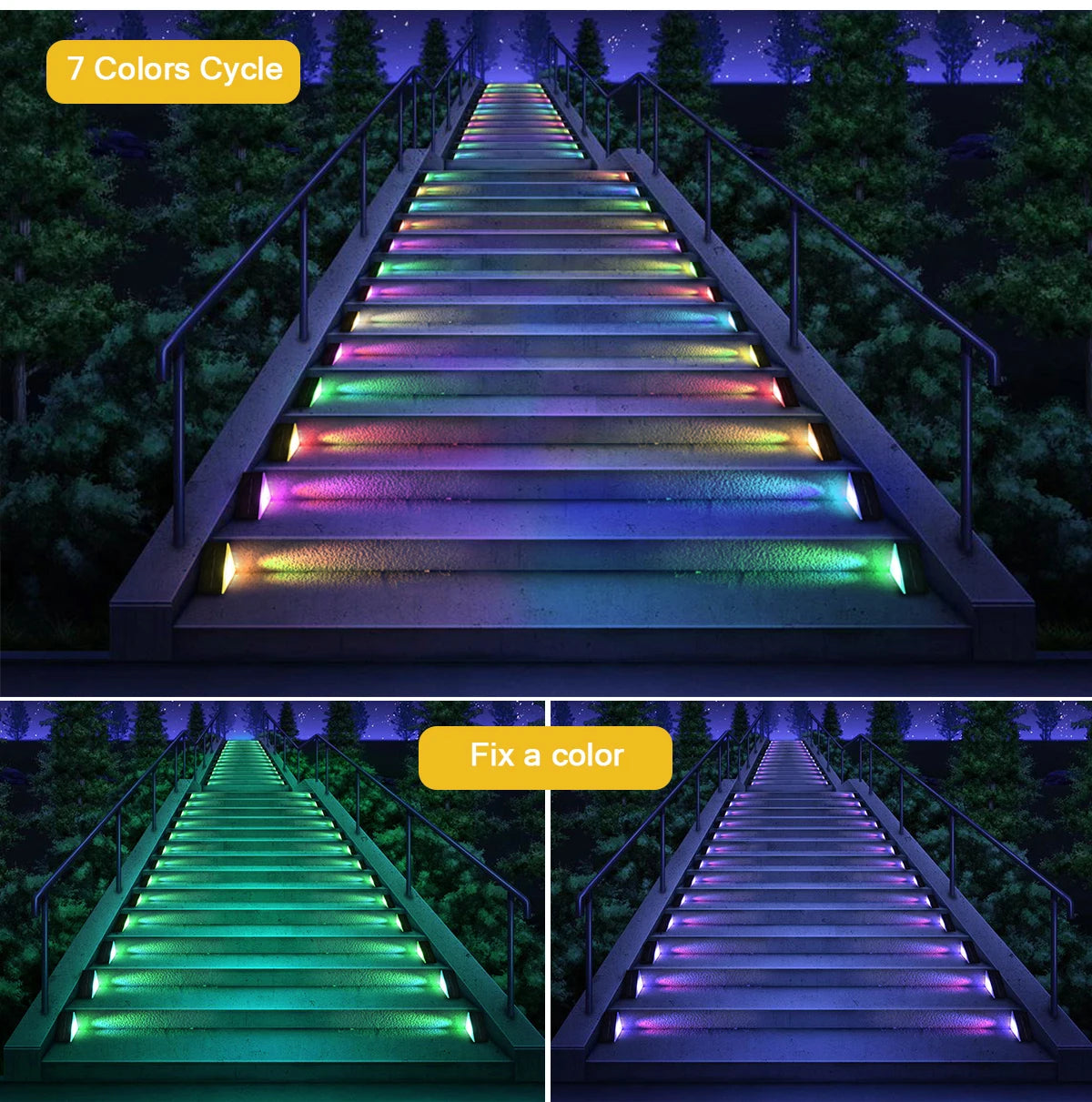 Solar Stair Lights Solar Step Light Outdoor Anti-theft Waterproof IP67 Decor for Garden Stair Deck Front Porch and Patio
