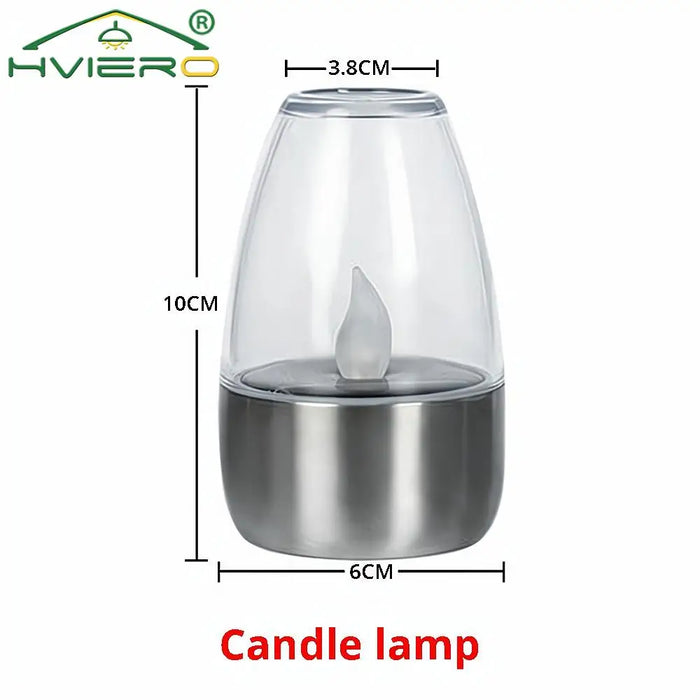 Solar LED Lights Stainless Steel Candle Outdoor Courtyard Lamp Decorative Atmosphere Halloween Candlelight Dinner Night lights