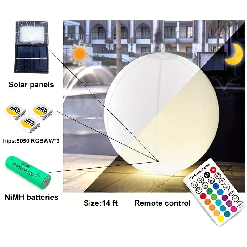 Solar Floating Pool Light Glowing Orbs Suspended Floating Inflatable Outdoor Waterproof Ball Solar Lamp Garden Party Decoration