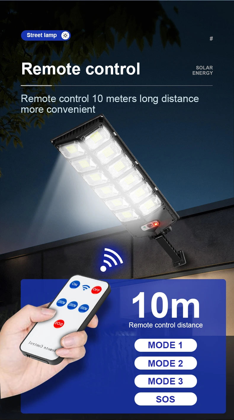 Powerful Solar Light Outdoor Solar Street Light 804LED 6500K IP65 Waterproof Street Light For Garage Garden Terrace