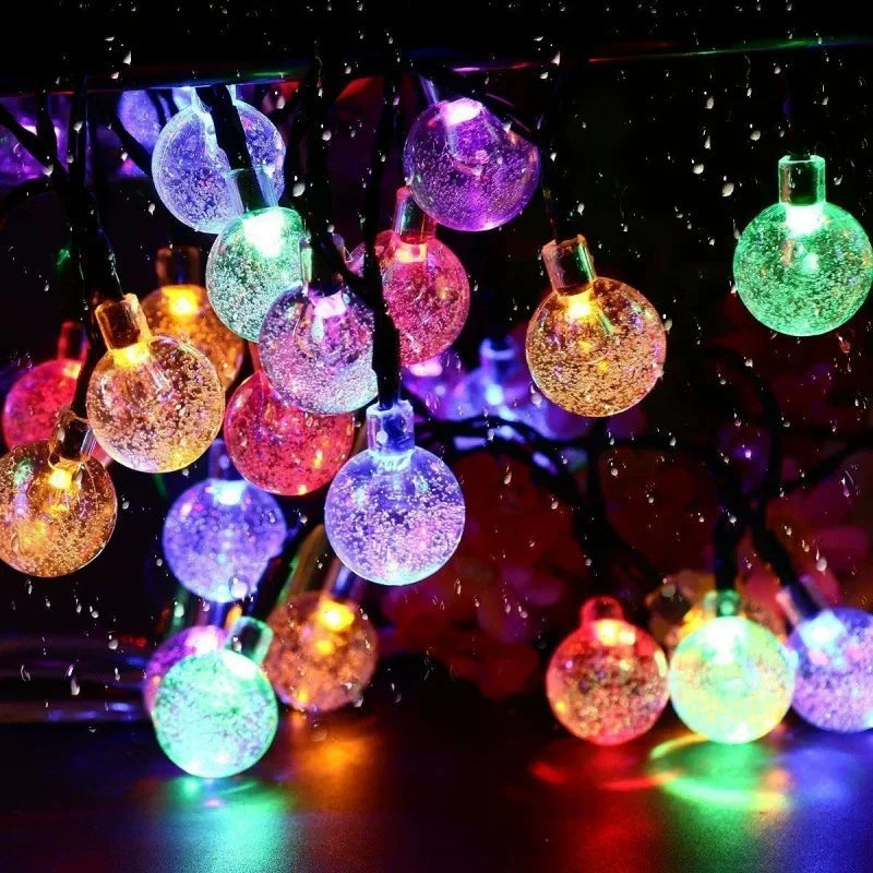 Solar Light String Festoon LED Bubble Ball Outdoor Fairy Solar Garland Lamp Wedding Party Holiday Balcony Christmas Decoration