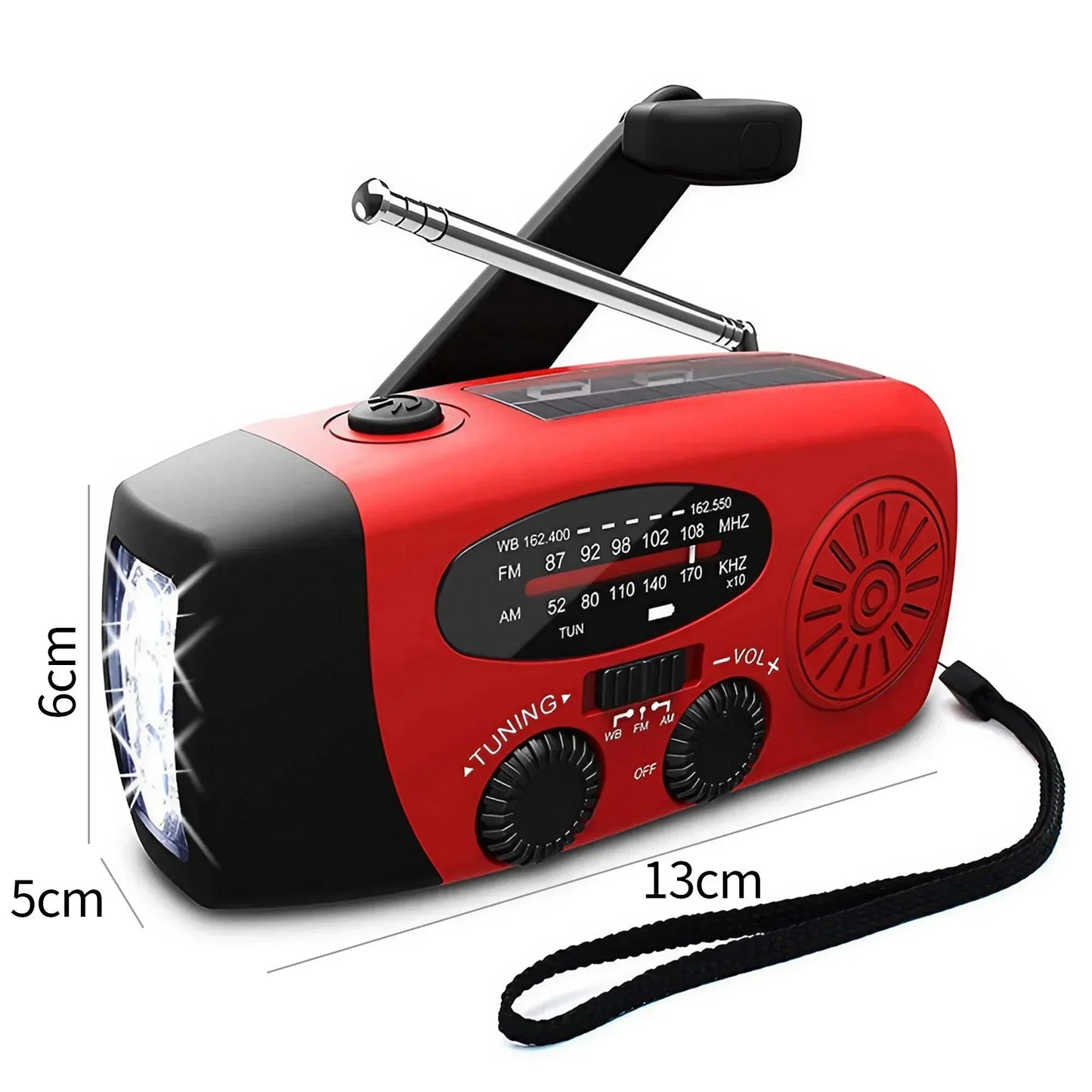 2000mA Outdoor Emergency Radio Portable Power Generation Radio Disaster Prevention Solar Hand Crank Radio AM/FM Radio