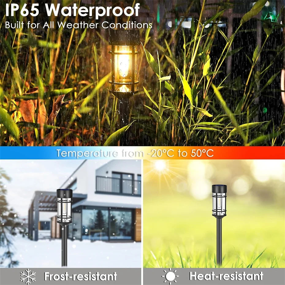 Solar Outdoor Lights Garden Lamp Solar Powered Waterproof Landscape Path Outdoor for Yard Backyard Lawn Patio Decorative