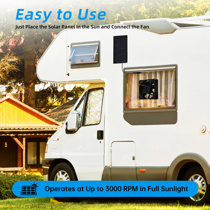 Solar Powered Fan for Outdoor Campin Small Solar Fan with Solar Panel Fan Kit 3000 RPM IP65 Waterproof - Versatile for Homes RVs