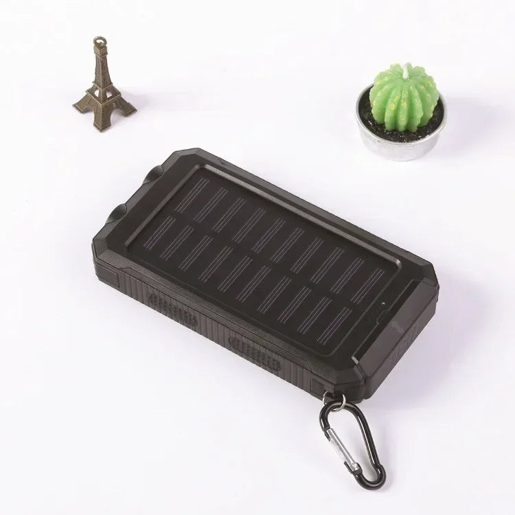 200000mAh Large Capacity Solar Power Bank New Portable With Lanyard Compass External Battery Outdoor Camping Charging Powerbank