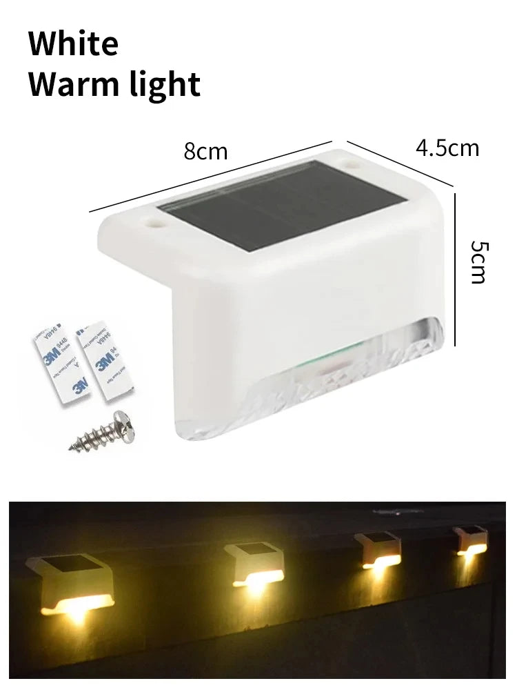 LED Solar Step Lights Outdoor Fence Light Garden Decorative Wall Lamp Waterproof For Courtyard Yard Pathway Railing Lighting