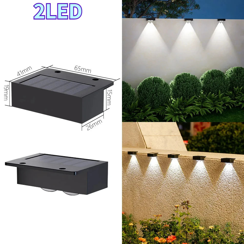 Solar Step Lights Solar Fence Lights Outdoor Waterproof LED Wall Lamps Deck Lights for Stair Fence Step Walkway Patio Garden