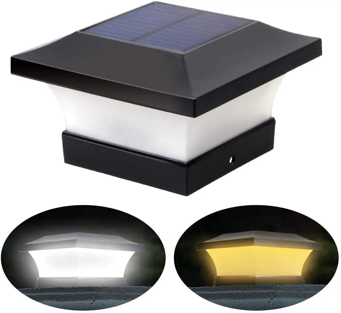 Solar Post Light Outdoor 3000K 6000K LED Fence Deck Cap Lamp for Landscape Garden IP65 Waterproof Gate Cottage Solar Column Lamp