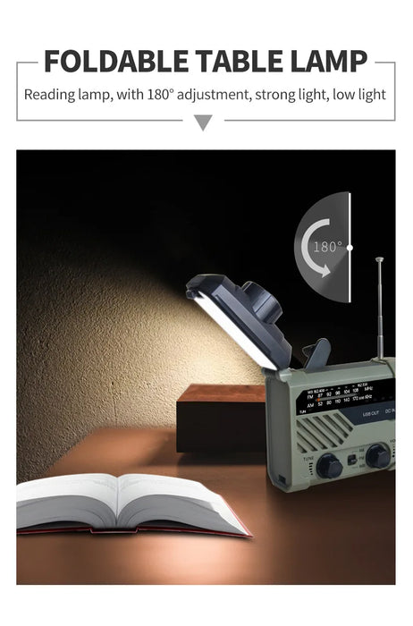 Emergency Solar Radio with Handle, Portable 3-Mode Flashlight SOS Siren Cell Phone Charger Camping Survival Gear and Supplies