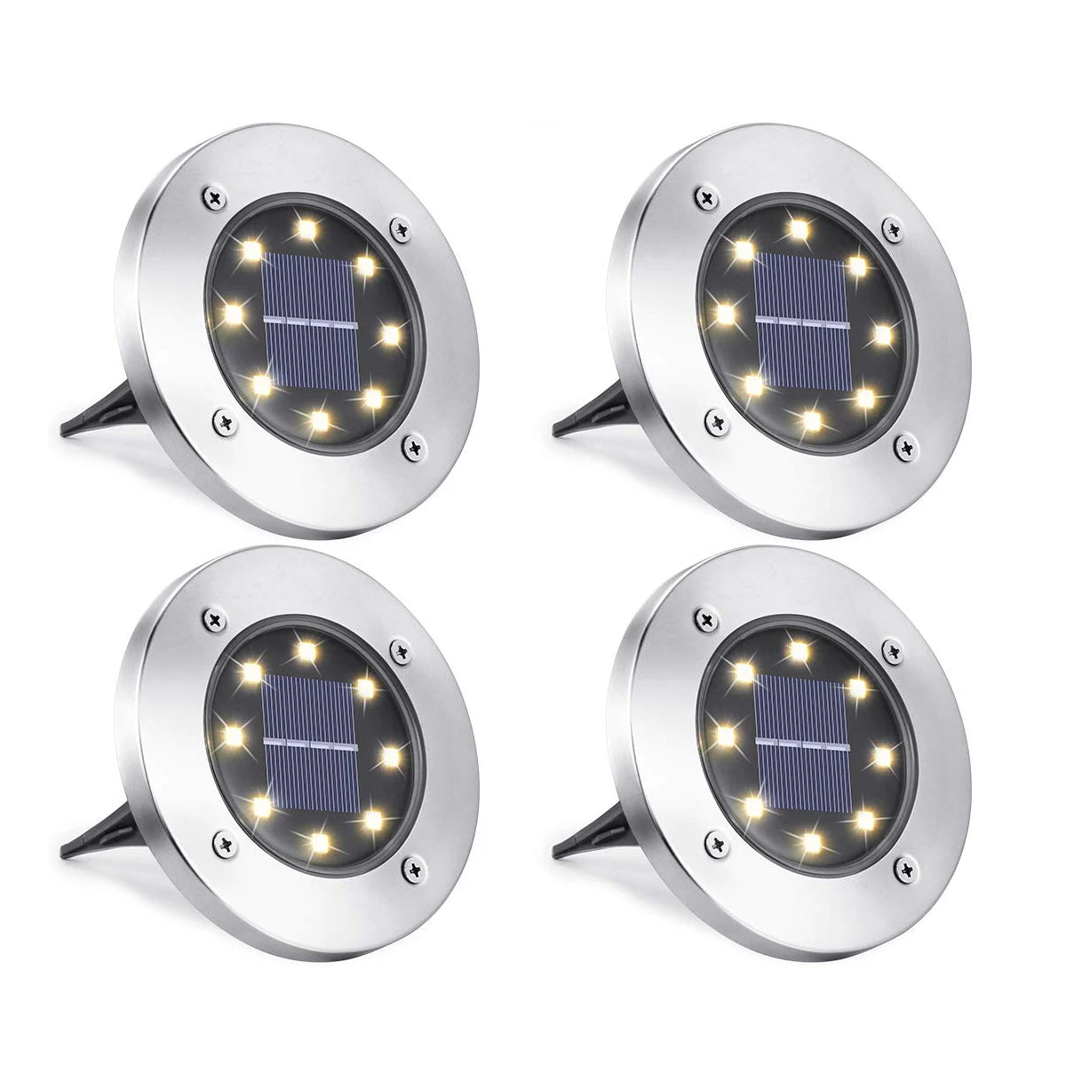 2-16 Pack Solar Ground Lights Outdoor 8 LED Waterproof Garden In-ground Pathway Landscape Lighting for Lawn Deck Patio Walkway