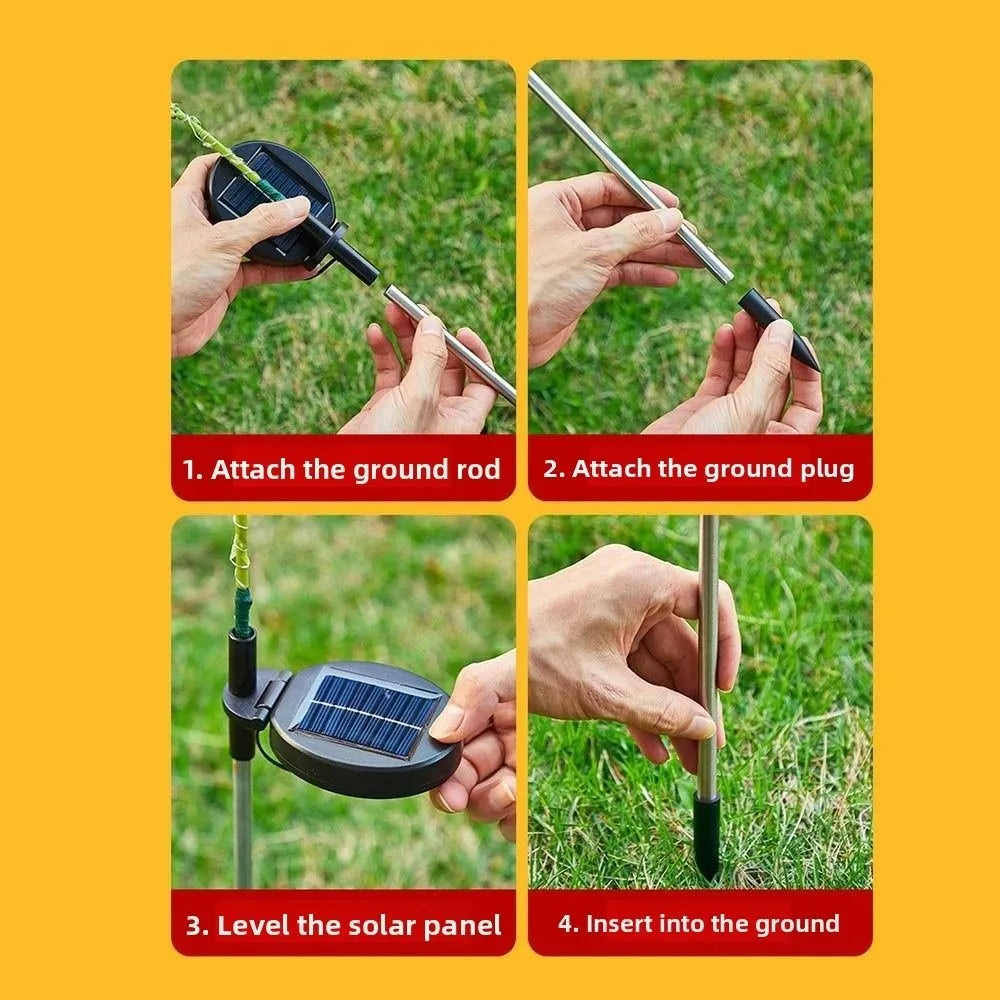 Waterproof Solar Flower Light with 3 Head Ground Mounted Simulation Flower Lamp Intelligent Light Sensing Warm light